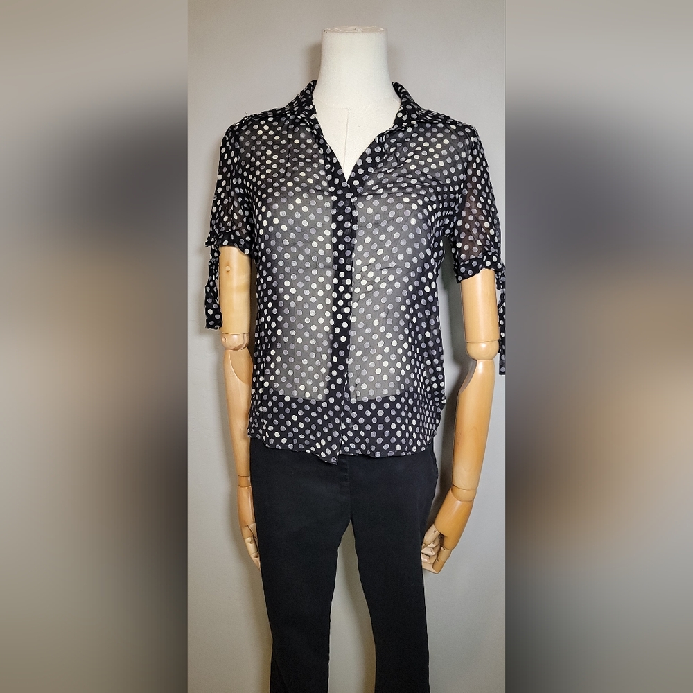 Theory Women's Polka Dot Silk Blouse, size P